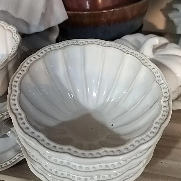 瓷片微瑕珠点米饭碗四个一组