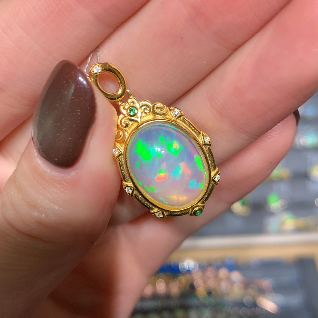 银S925镶嵌欧泊吊坠t