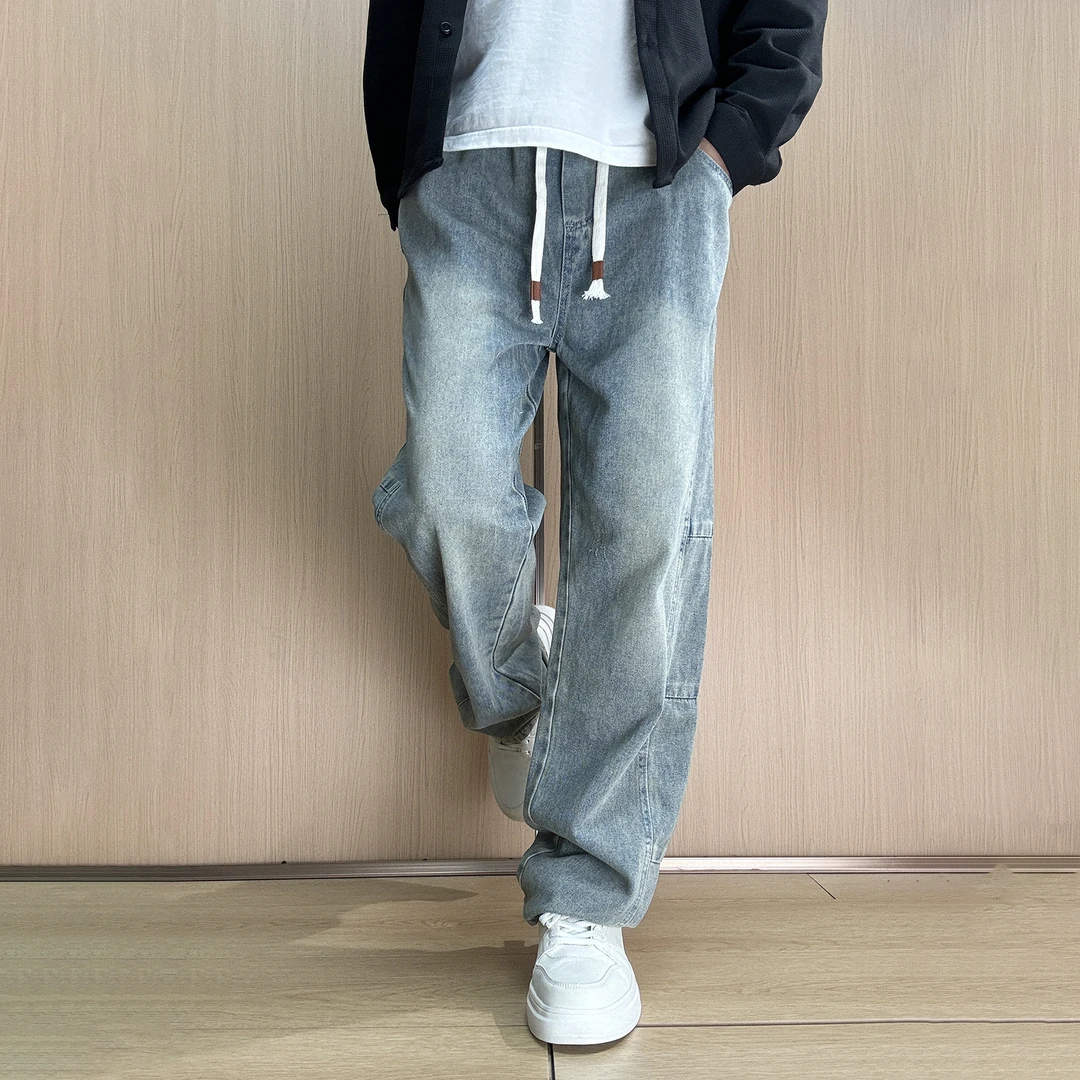 2024春季新款牛仔裤男士百搭潮牌宽松直筒阔腿休闲长裤子男春秋季