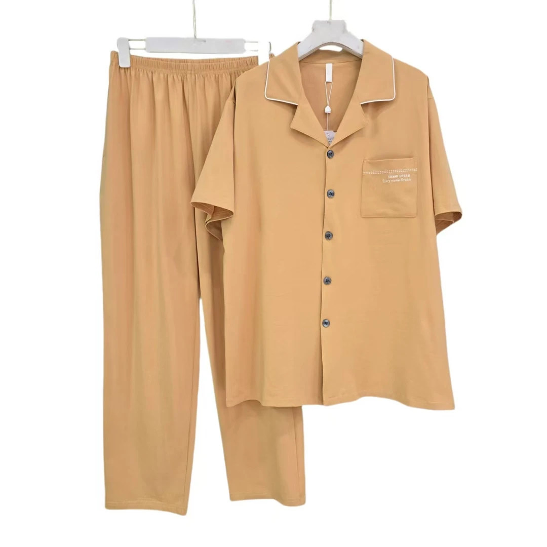 8513-男士（甘草黄）短袖+长裤居家套装