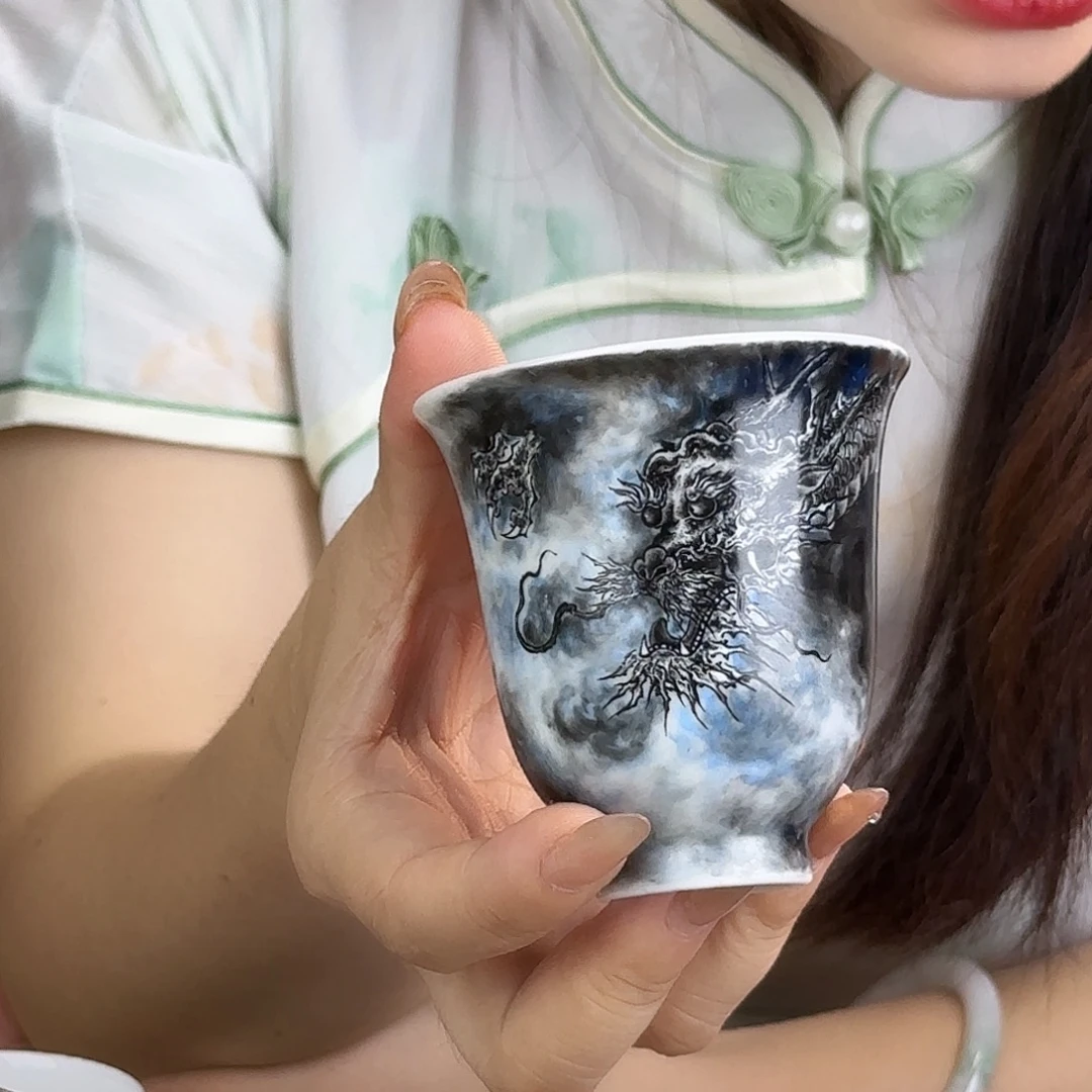 瓷片精品手绘摆件主人杯