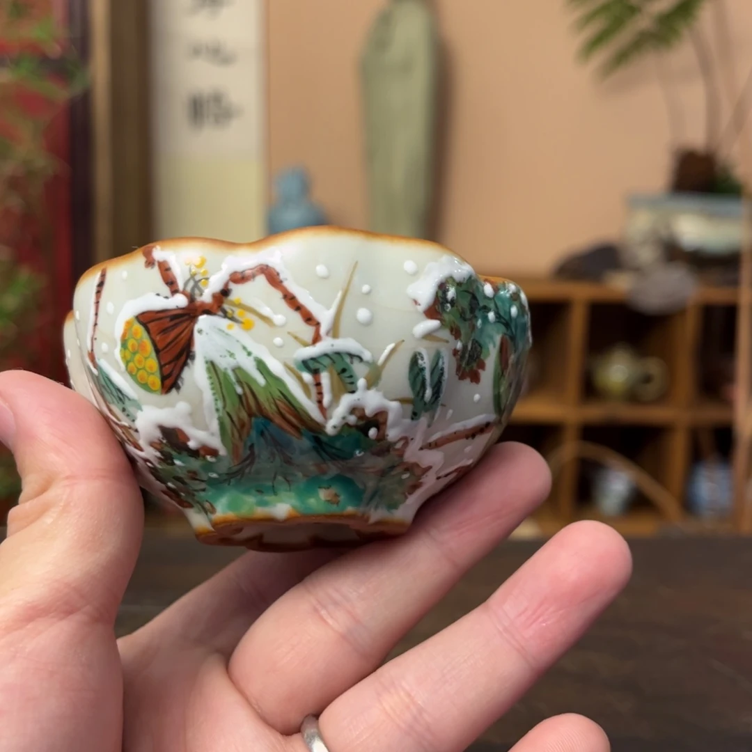 杯柴烧手工手绘陶瓷