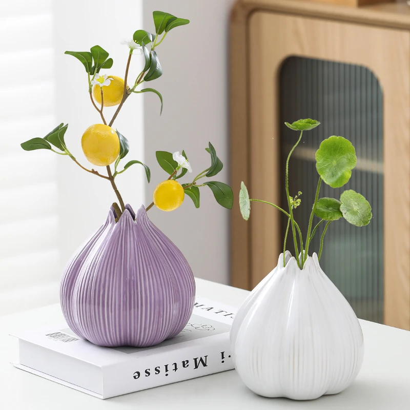 陶瓷小花瓶水培植物绿萝铜钱草鲜花插花器皿客厅桌面装饰创意摆件