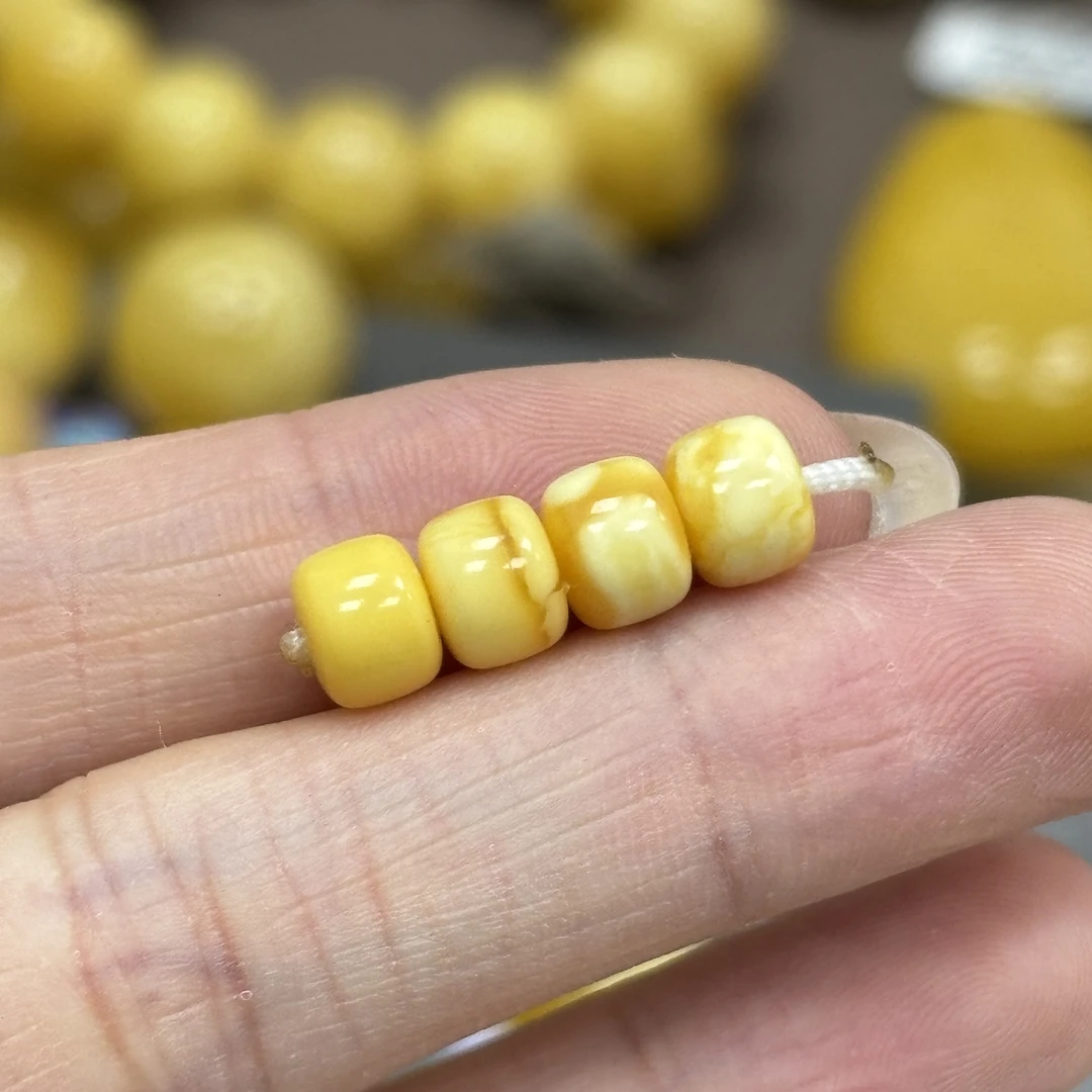 6.5*5.0mm瑕疵对珠· 小妖珠宝天然原矿琥珀蜜蜡