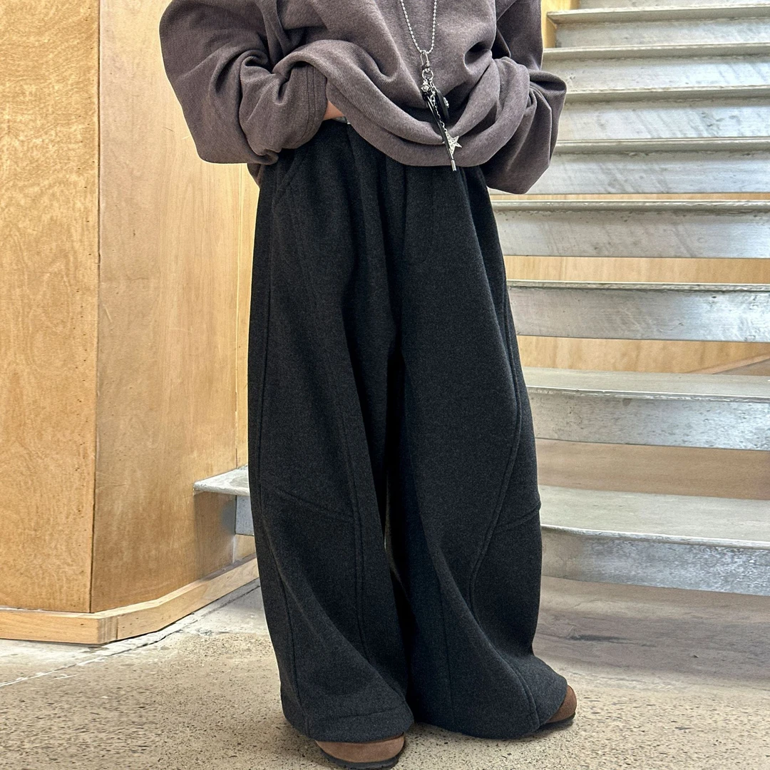 in 爱:qm冬季韩版男童长裤儿童洋气加厚宽松休闲百搭毛呢裤25467