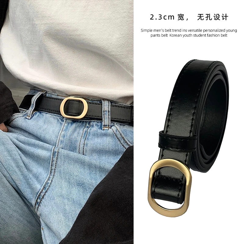 【亿芊皮具】厂家直销2.3cm宽女款皮带无孔设计免打孔腰带【A1】