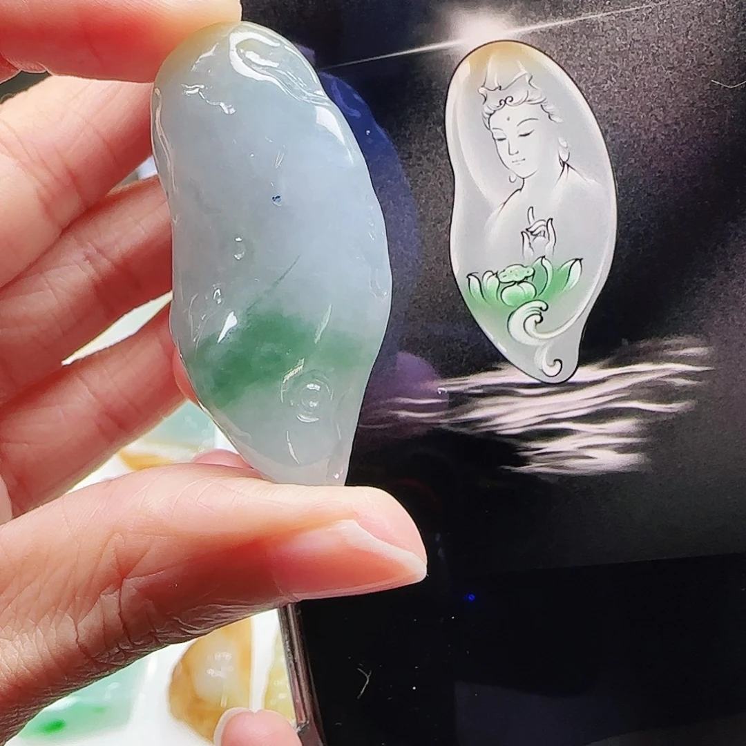 定制翡翠未镶嵌缅甸翡翠挂件