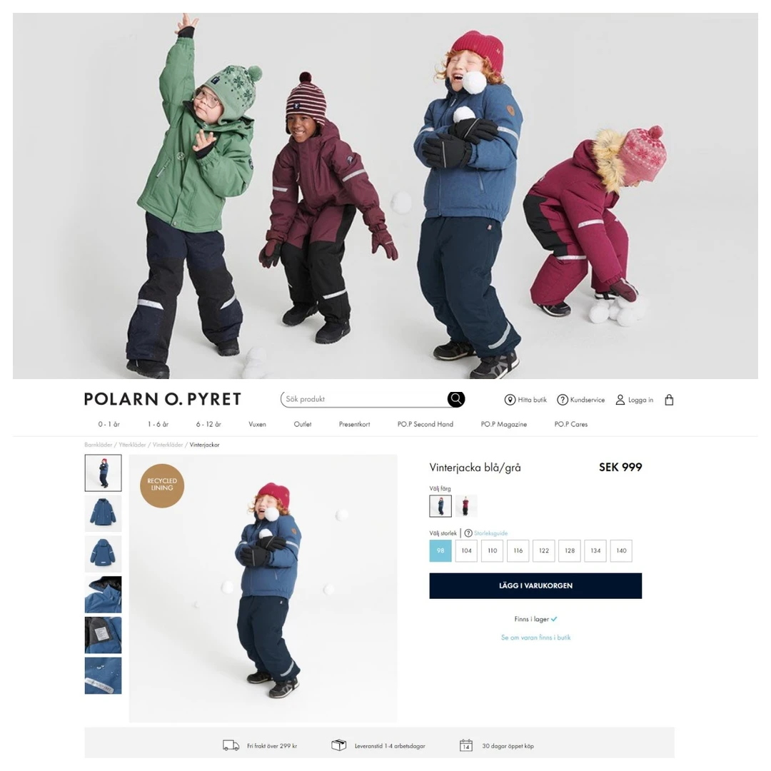 瑞典Polarn O.Pyret的儿童冬季厚款户外冲锋衣专业级