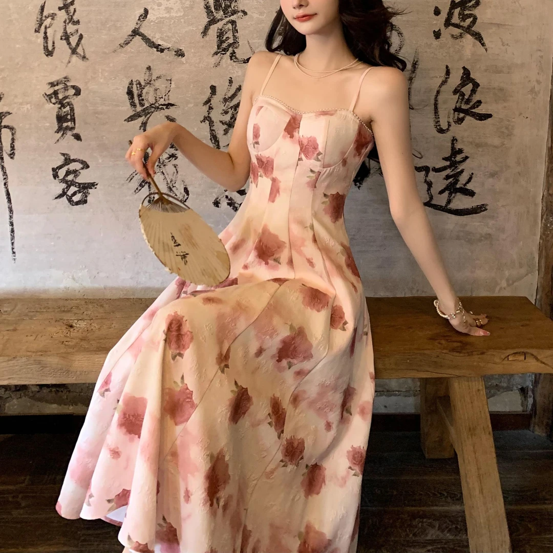 Cherry She 现货-【晨雾云粉】2024年原创显瘦收腰连衣裙-42116K