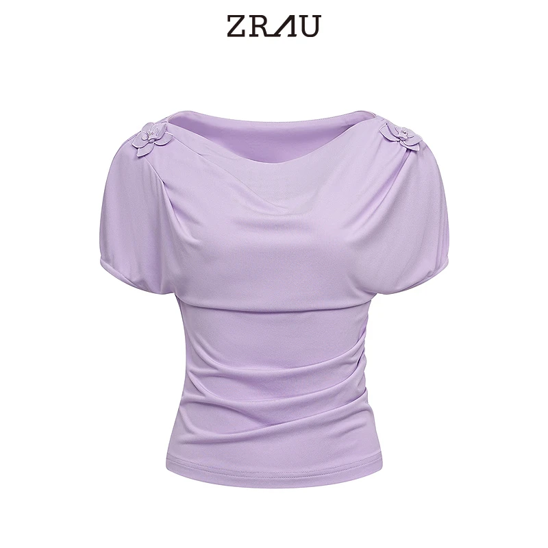 ZRAU显瘦气质褶皱一字露肩上衣Z1242A0026