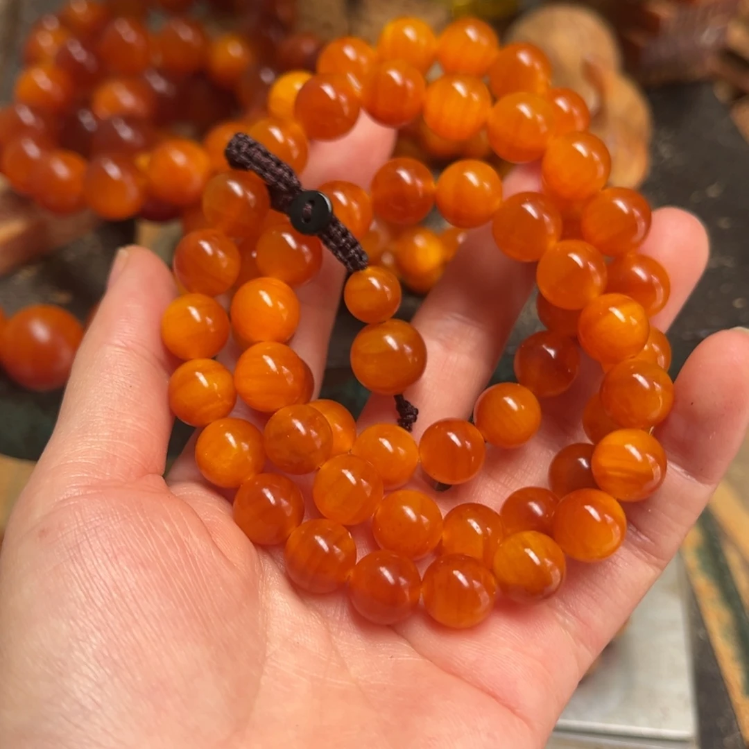 天***赐手串/手链松木（琥珀木）1.1包浆穿58颗三通