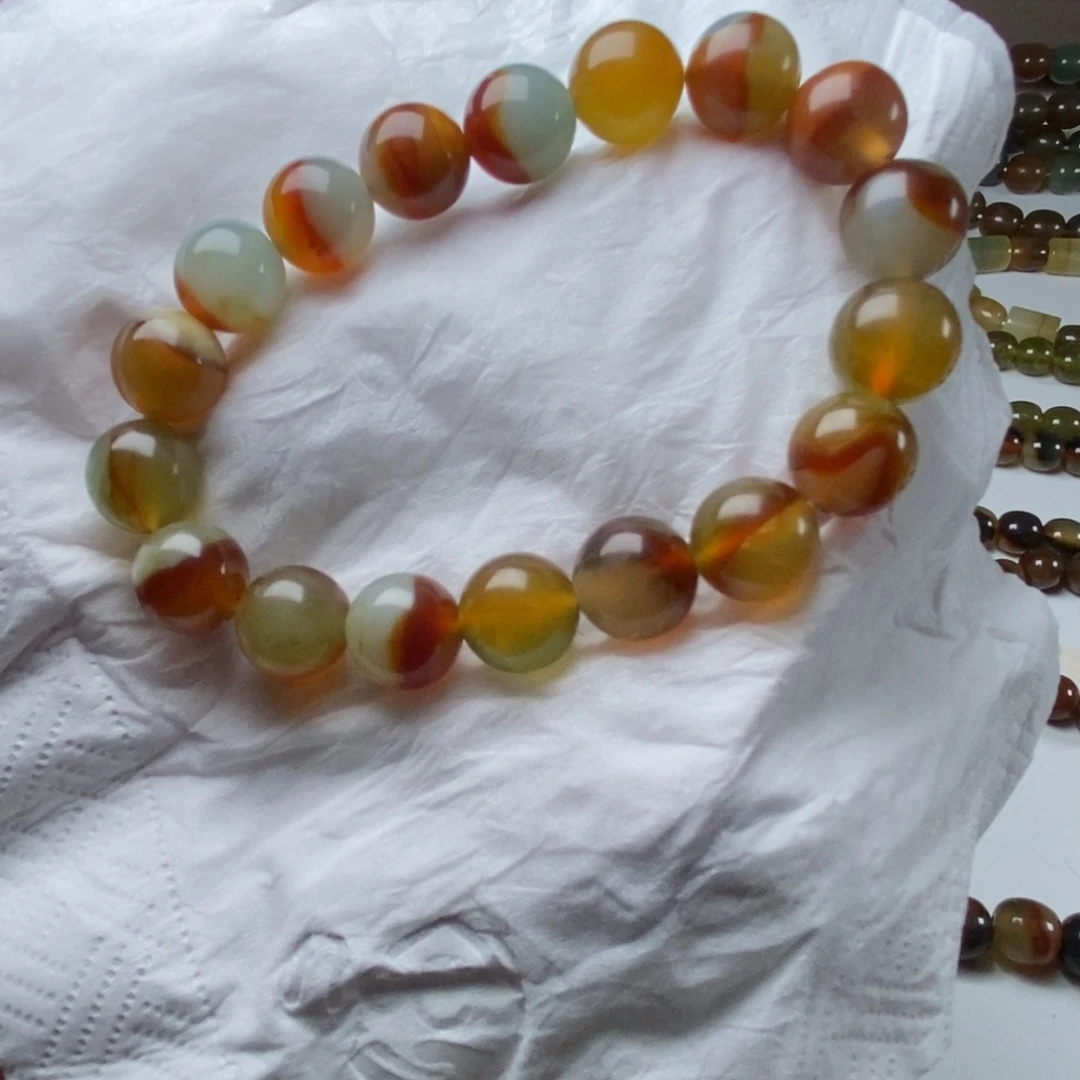 蛇纹石玉未镶嵌手链精品花玉卡12无科技