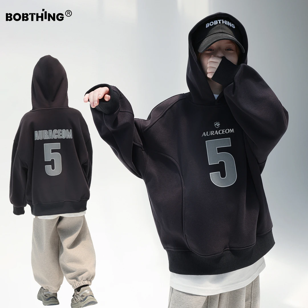 男童秋装数字字母连帽卫衣潮范外套2025新款儿童帽衫童装针织上衣