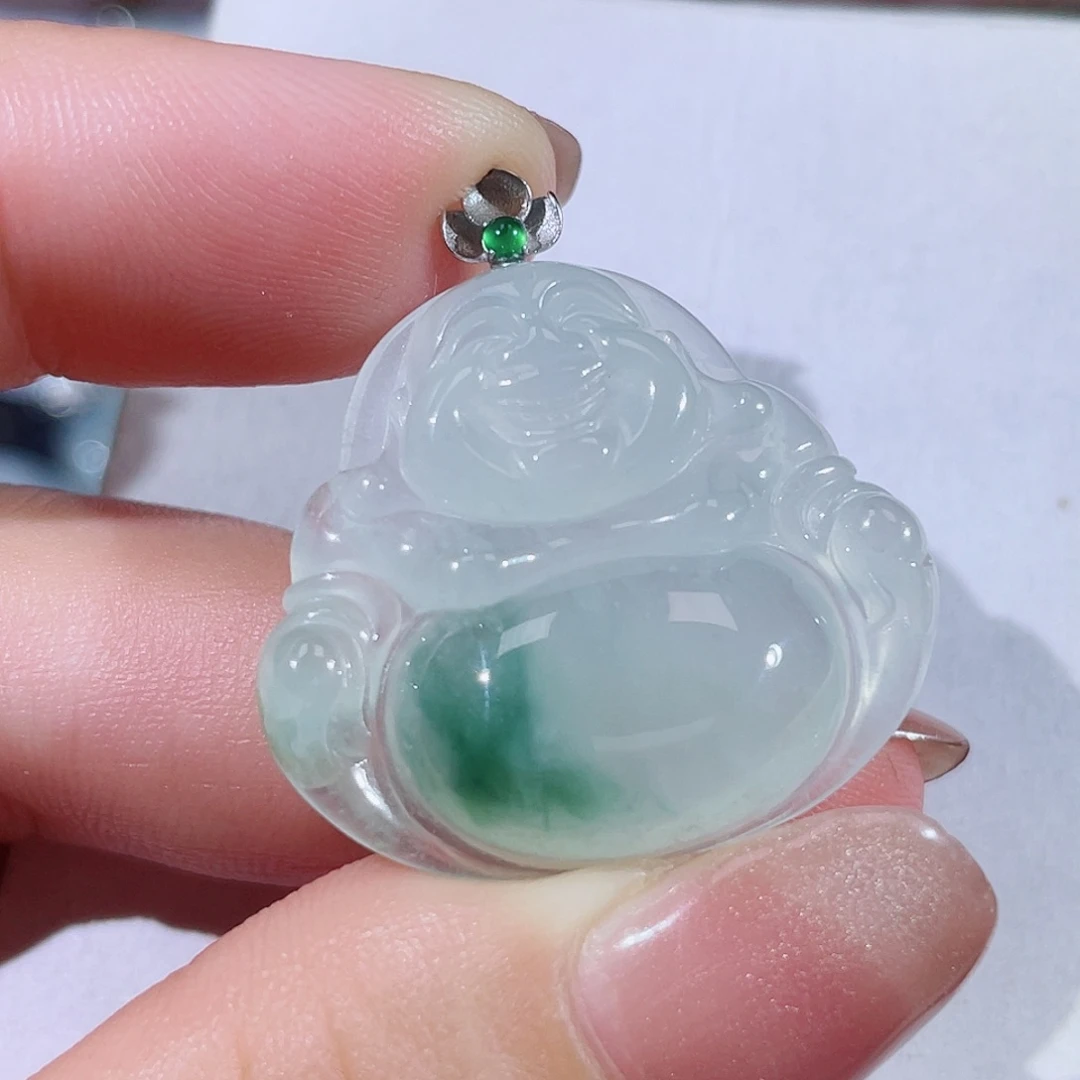 颈饰18K金镶嵌翡翠佛公