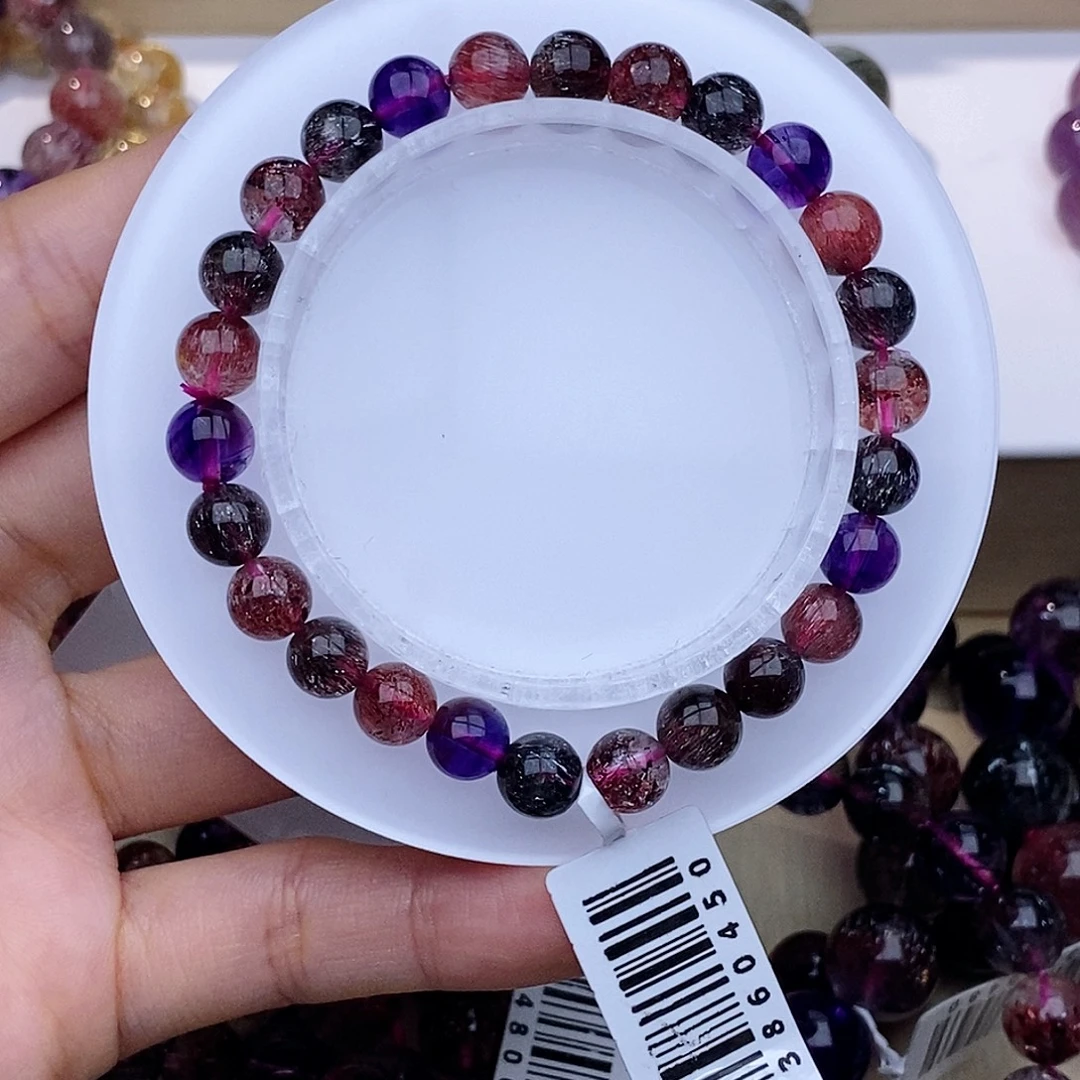 未镶嵌手链水晶黑加仑超七7+