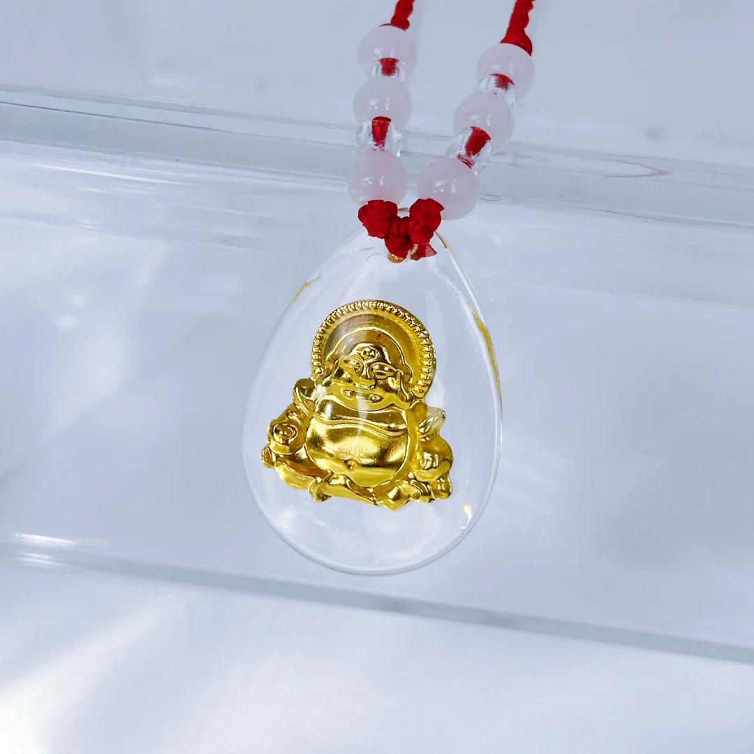 合金玻璃吊坠 复古传承弥勒佛吊坠