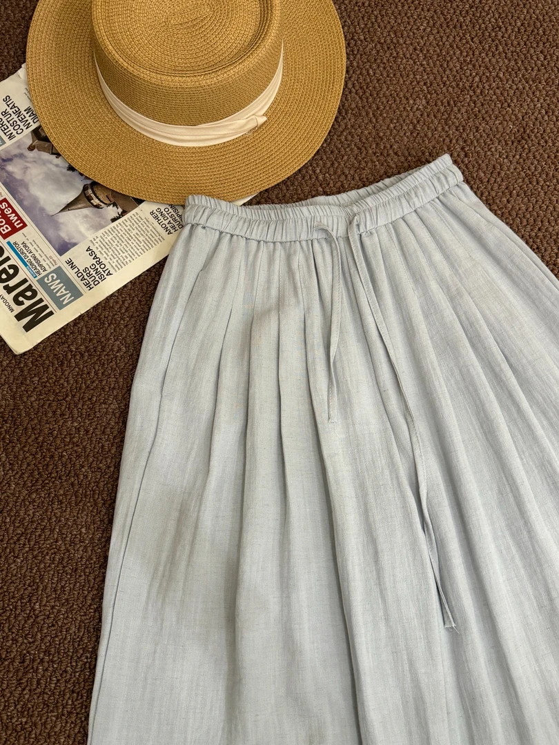 8826#韩系夏季新款简约慵懒随性百搭直筒休闲裤