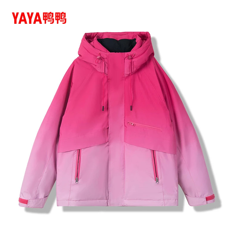 YAYA/鸭鸭运动户外男女同款保暖宽松羽绒服渐变设计M1764Q