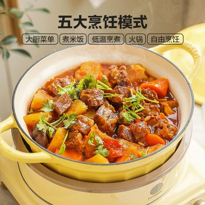 北鼎智能家用多功能L655电磁炉25CM/28CM珐琅锅炖煮无水料理套餐