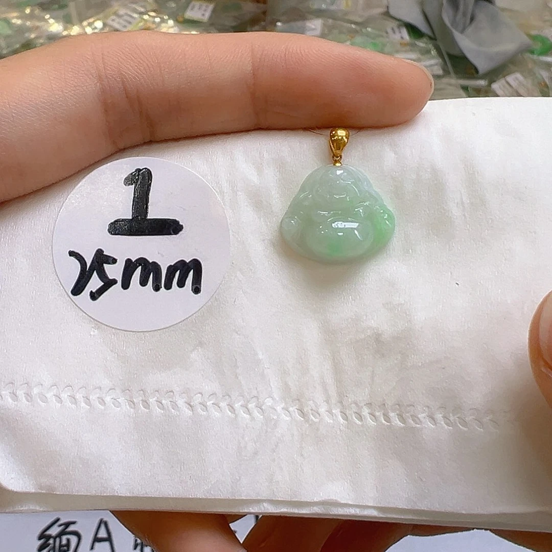 翡翠18K金镶嵌吊坠(不含链)翡翠