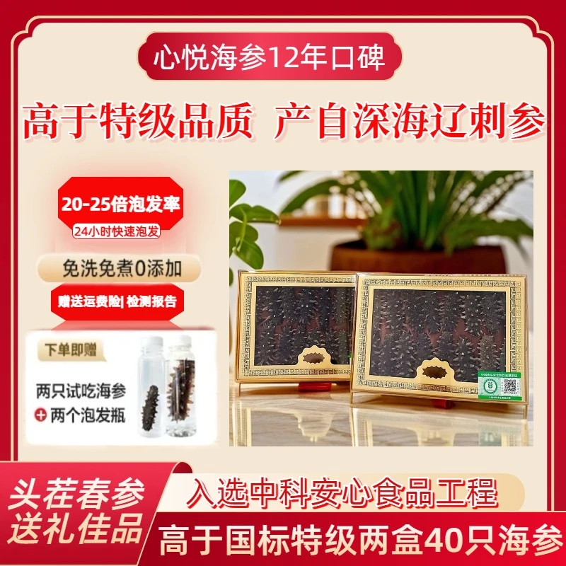 悦【两盒到手42头】冷水速发海参 大连辽刺参 零添加 高于国标特级