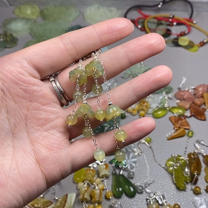 蛇纹石玉未镶嵌挂件耳饰耳环项链
