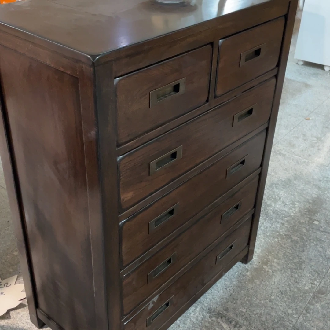木白橡木中古色六斗柜