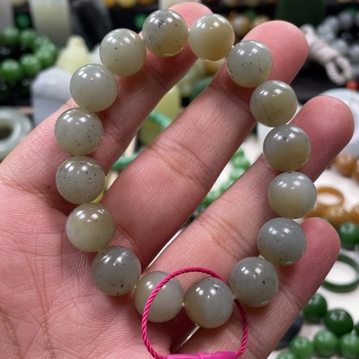 和田玉未镶嵌手串新疆且末青花卡12