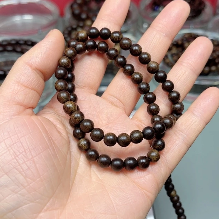 沉香手串洵*越南白棋楠0.6双圈沉水手串