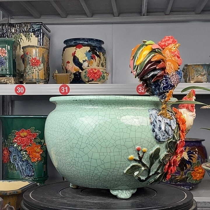 捞***金正宗岭南石湾盆豆青
