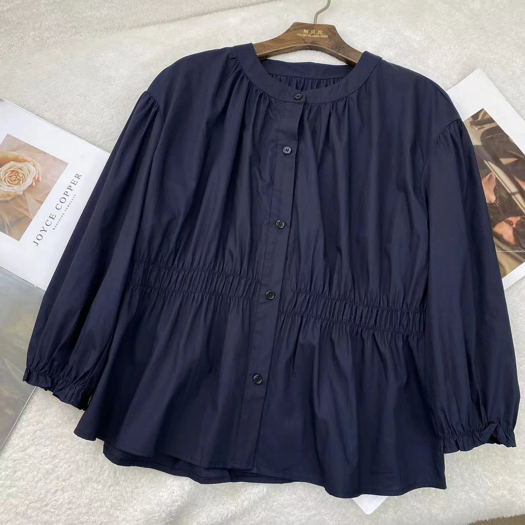 百搭收腰气质中袖韩版宽松小衫C7424