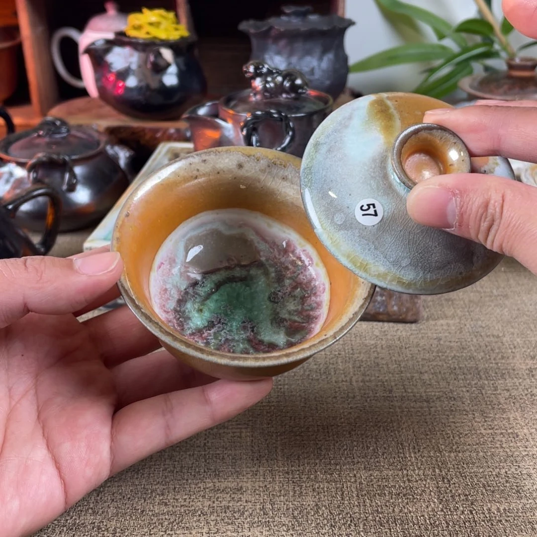 57盖碗。  柴烧。 容量10 0