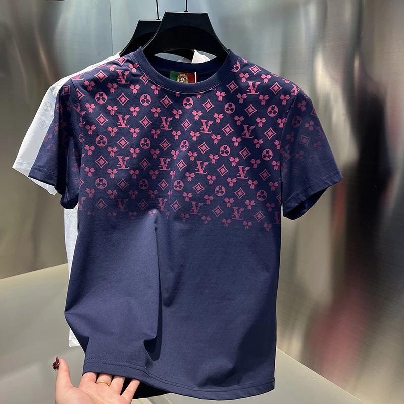 2025春夏男士新款潮流印花圆领半袖T恤时尚休闲高品质男装短袖