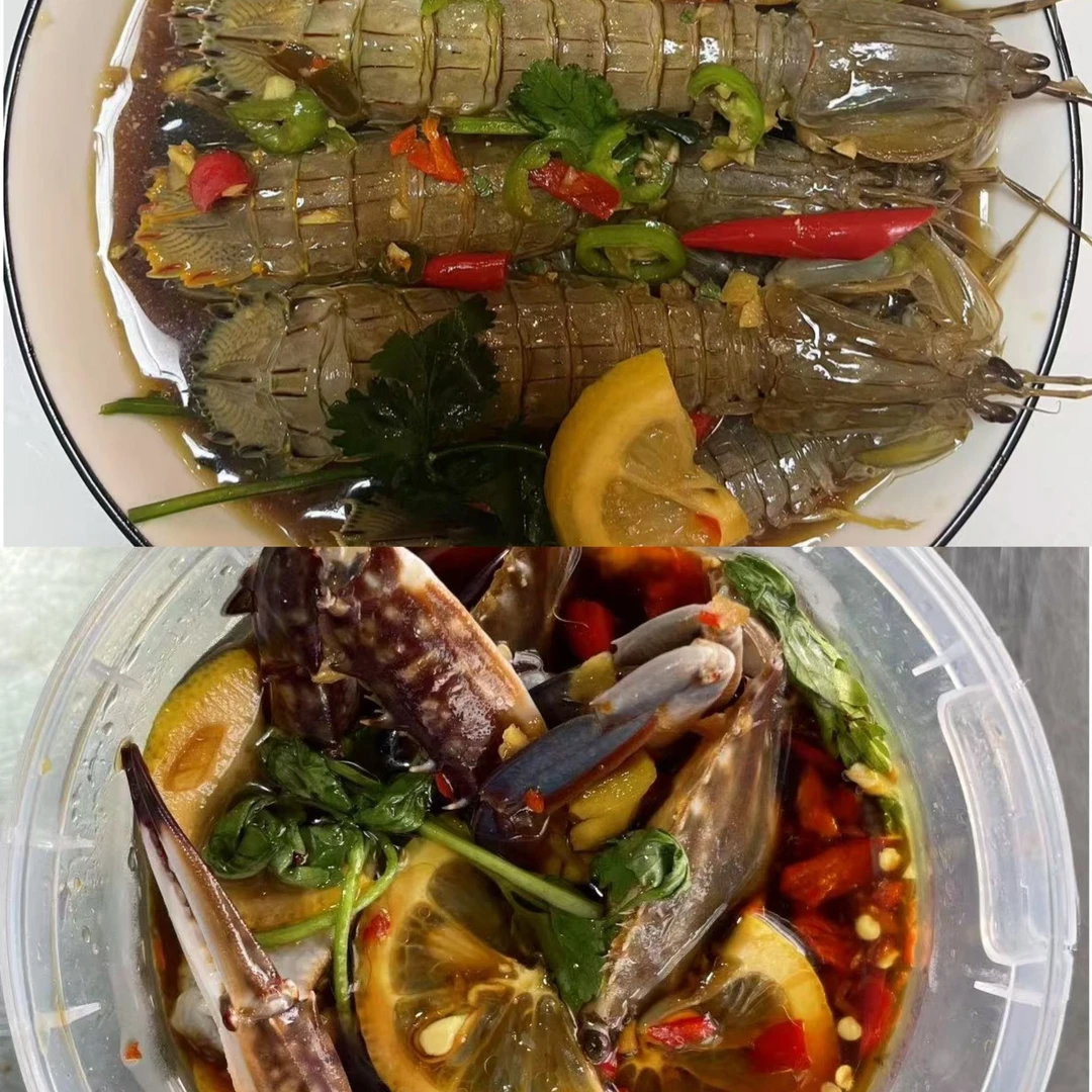 【1桶虾爬子●宋三只飞蟹】大连生呛调味梭子蟹皮皮虾650g/桶到手2桶