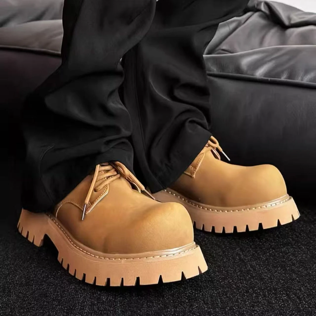 cleanfit德比鞋男厚底增高马丁靴低帮工装靴通勤皮鞋米奇大头男鞋
