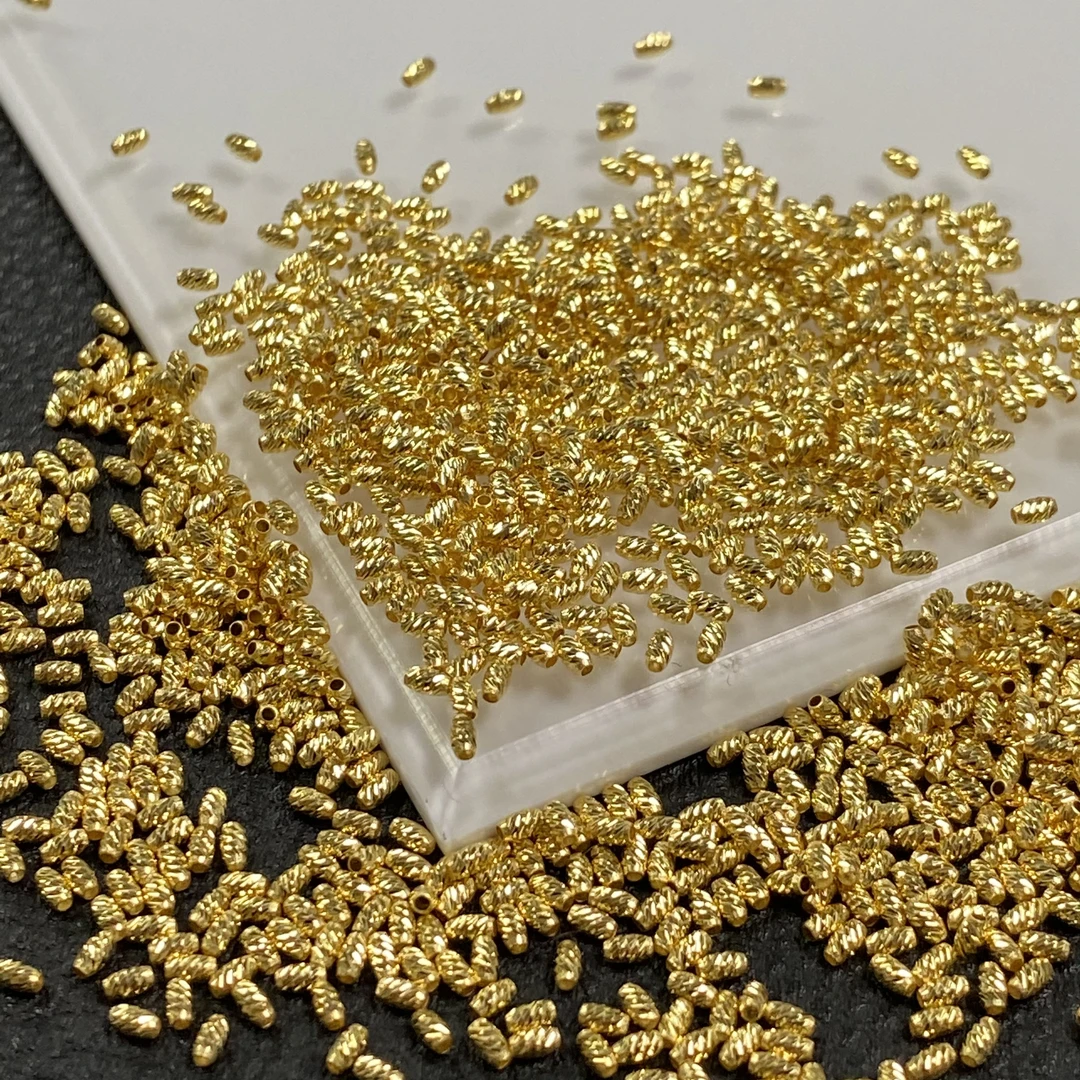 戴琴珠宝」YZ5101-18K金1.5mm左右碎金橄榄珠配件-JS（多样性发其一