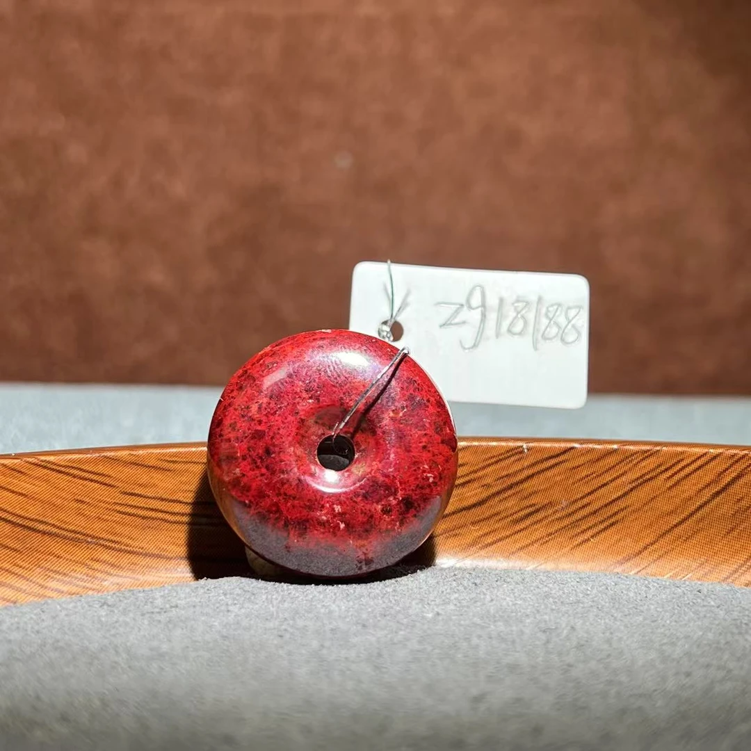 天然辰砂【张老斯珠宝】天然朱砂平安扣吊坠zg18188