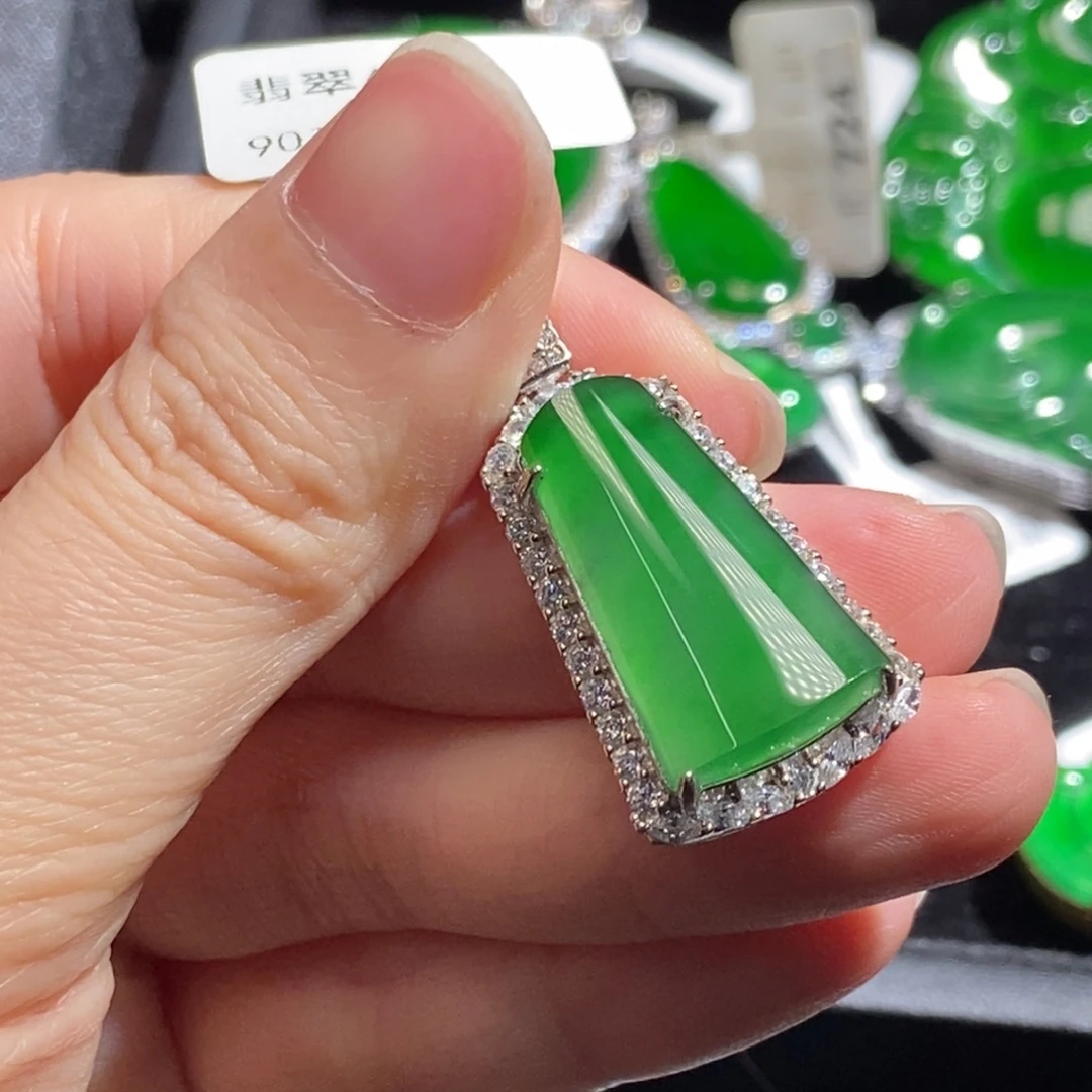 翡翠银S925镶嵌吊坠(不含链)