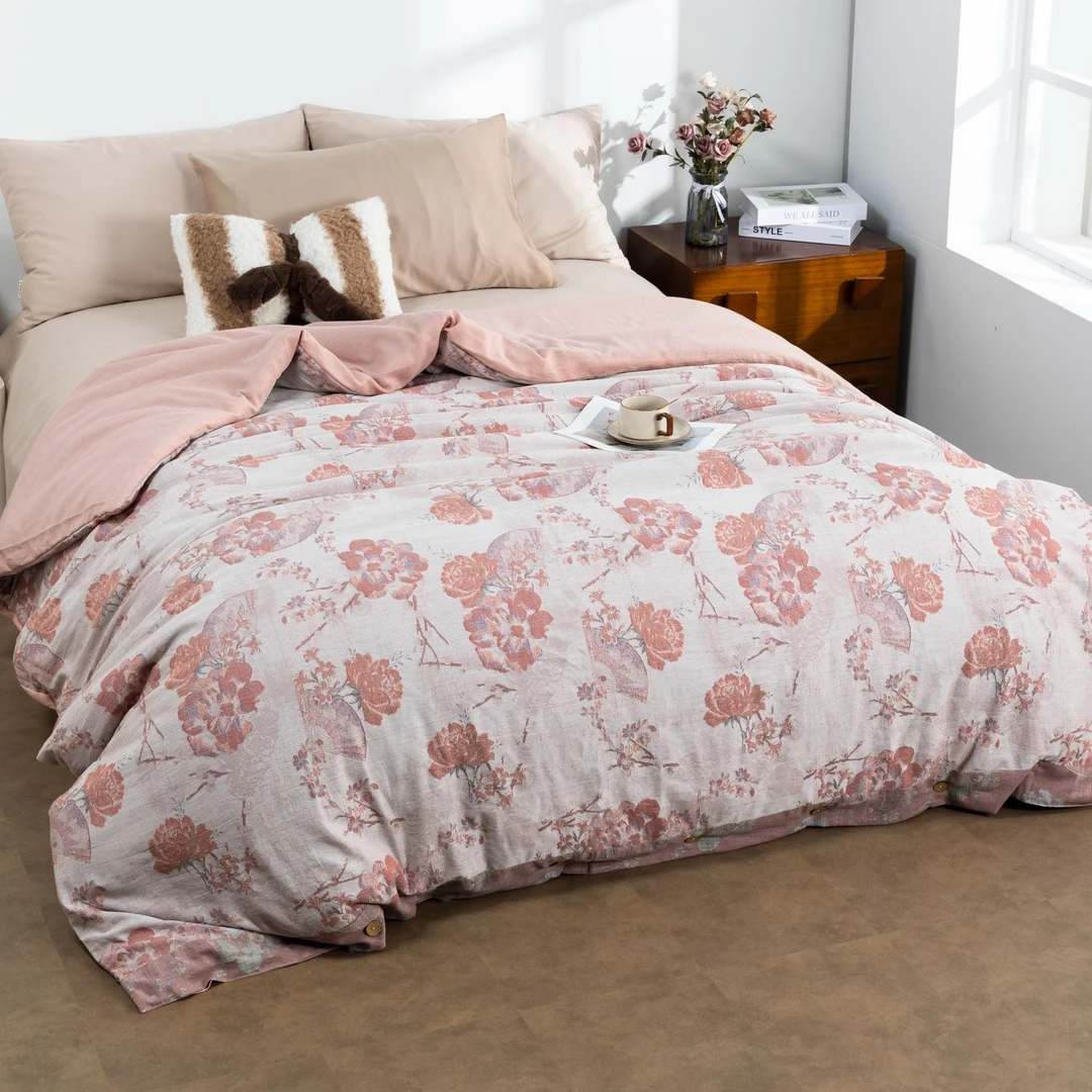 【床单-羽扇】国风款加大提花可机洗床单