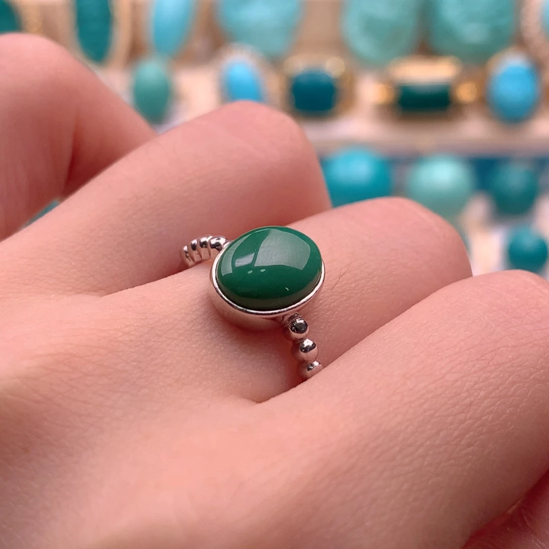 绿松石银S925镶嵌戒指