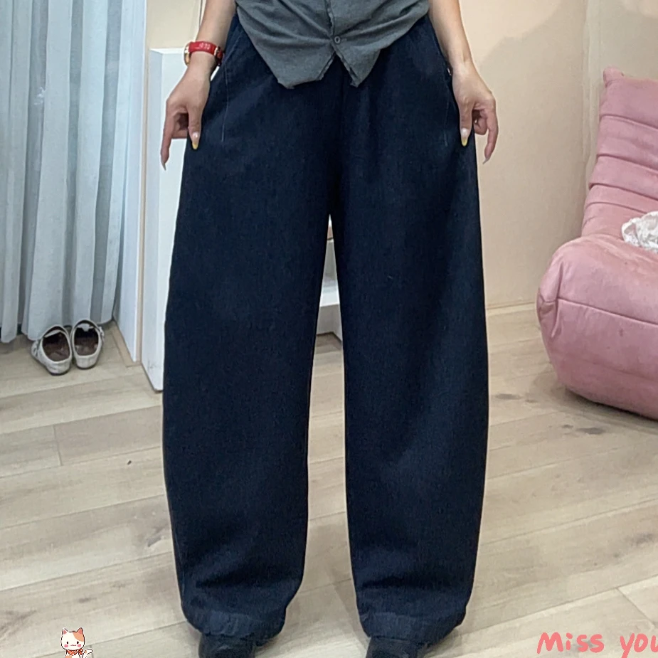 952欧货深蓝磨毛加厚牛仔裤长裤女