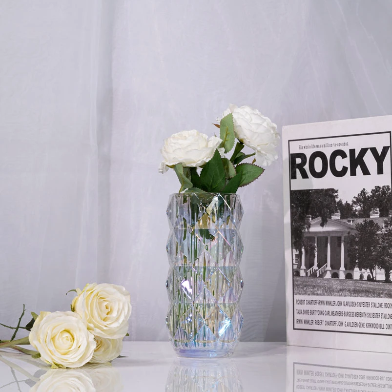 卢梭七彩水晶高档琉璃花瓶玻璃透明专用轻奢水培器皿摆件J828