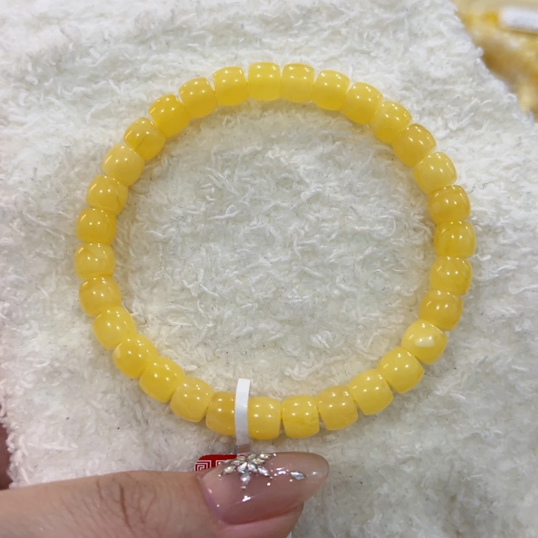 蜜蜡手链未镶嵌6+福利鸡油黄