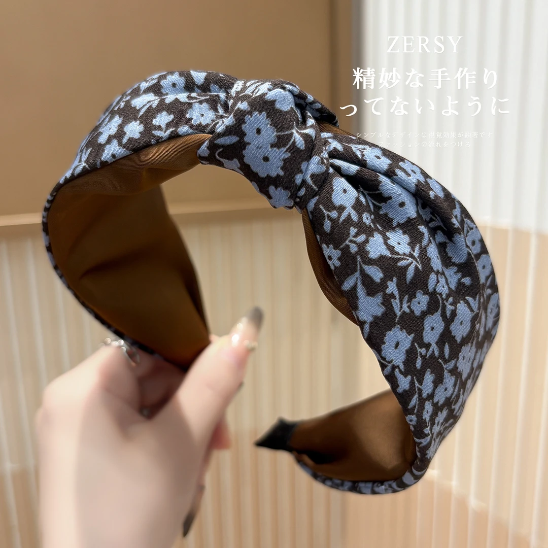 宽边碎花打结发箍女款高级感洋气时尚发卡高颅顶日常外戴洗脸头箍