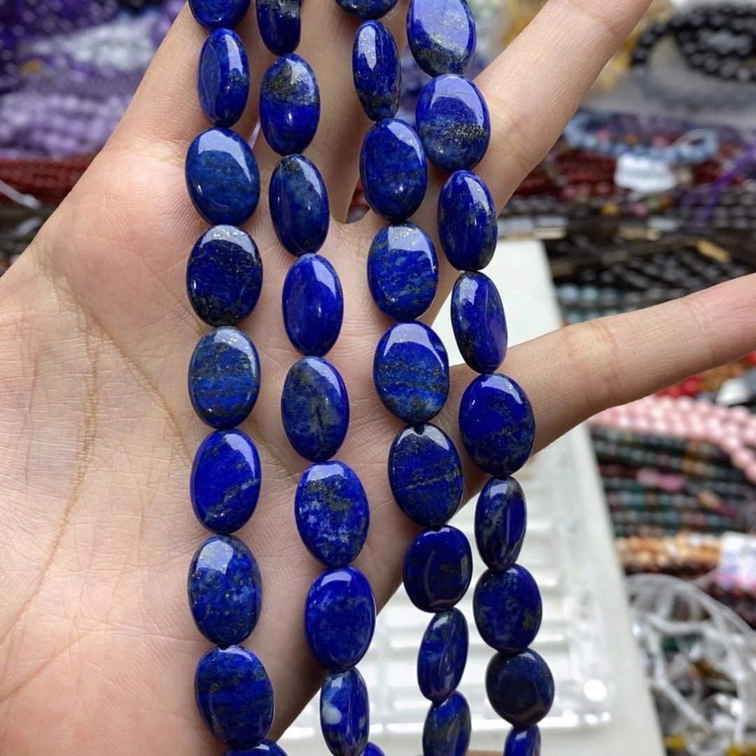 玛瑙/玉髓未镶嵌珠宝半成品一条天然10×14mm青金石蛋形