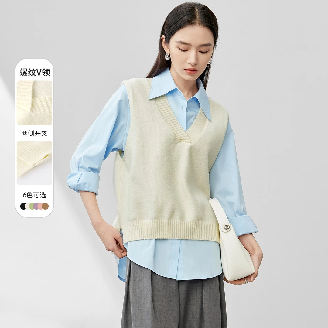 尚都比拉休闲女装百搭背心马甲女款外穿针织衫44341X