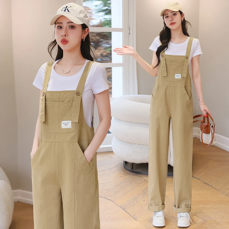 2024新款休闲背带裤女士薄款宽松连体裤夏季时尚减龄直筒阔腿长裤