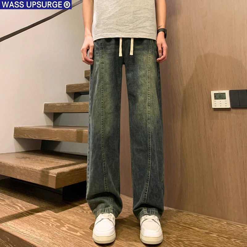 WASS UPSURGE美式复古直筒高街潮牌水洗宽松牛仔裤修身微喇直筒