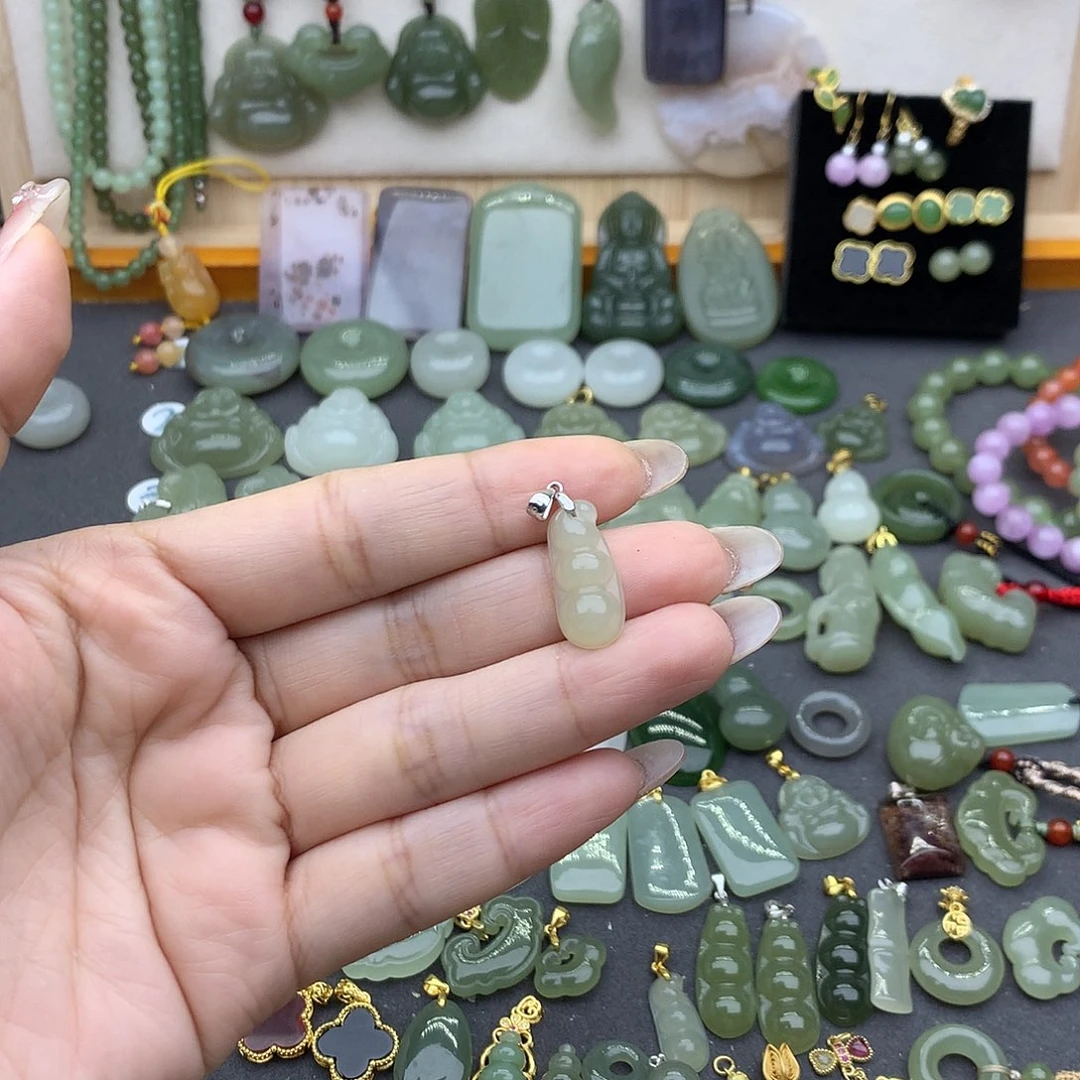 和田玉吊坠(不含链)银S925镶嵌