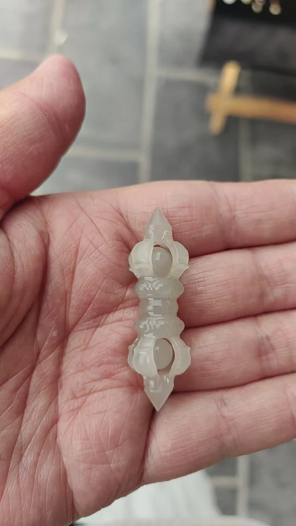 和田玉青海料降魔杵4.3mm女士精美吊坠。多样性拍一发一